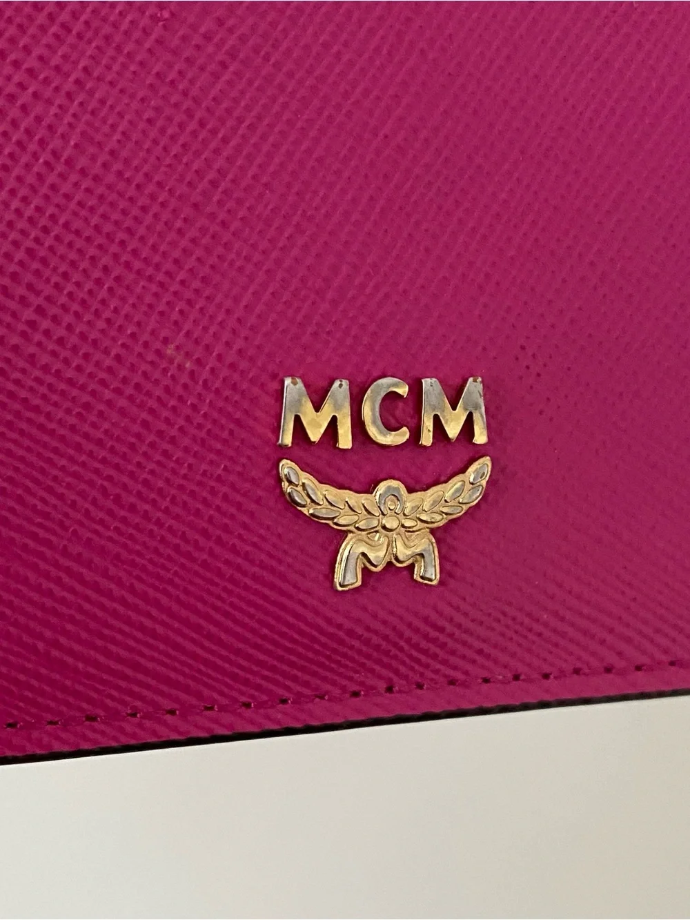 MCM Hot Pink Scratch-resistant Saffiano Leather Bi-fold Compact Wallet